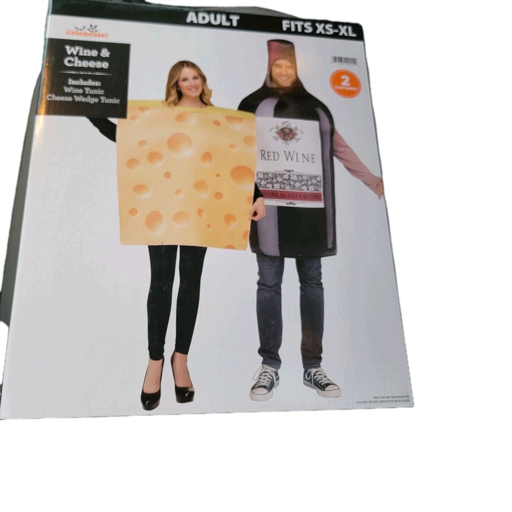 Red Wine & Swiss Cheese Adult Couples Costume | One Size TWO COSTUMES